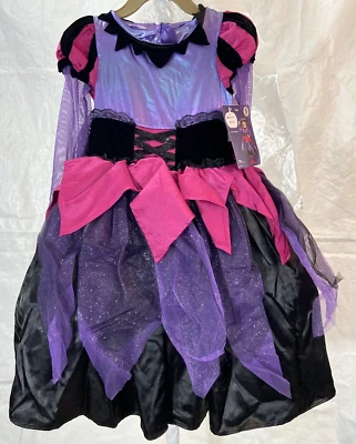 Girls Witch Costume + Hat Halloween - Purple/Pink/Black - Size S (4-6X) DSIGUISE - Image 1 of 4