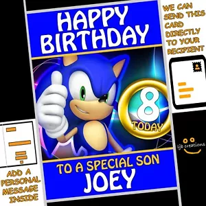 Personalised SONIC Birthday Card Son Nephew Grandson Sega Movie The Hedgehog - Picture 1 of 7