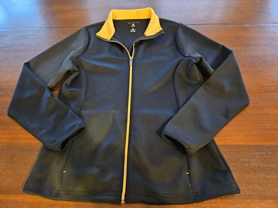 ANTIGUA BLACK YELLOW TRIM POLY SPANDEX FULL ZIP WOMENS LEADER JACKET SIZE MEDIUM - Image 1 of 4