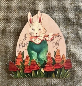 U Choose Vintage Inspired Rabbit Playing Flute, Egg Easter Cardstock Decoration - Picture 1 of 7