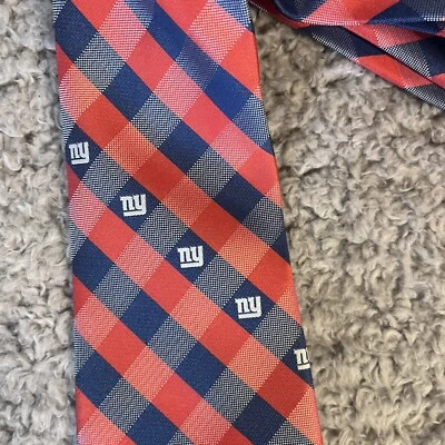 "Corbata de los New York Giants con licencia NFL fútbol americano deportes rojo azul a cuadros 58"" corbata para el cuello" Foto 1 de 4