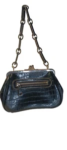 Croc Embossed Vintage Purse / handbag black color - Picture 1 of 9