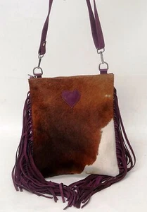 Cartera bandolera de cuero de vaca 100 % real bolso de hombro flecos SB5000 - Imagen 1 de 5