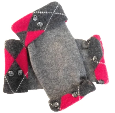 GUANTES SIN DEDOS GRIS NEGRO ROJO 100% CACHEMIR TALLA ÚNICA PARA LA MAYORÍA S M L MITONES Foto 1 de 3