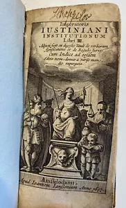 Antique Imperatoris Justiniani Institutionum By Ioannem Ianssonium 1647 HC - Foto 1 di 6