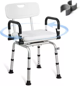 Swivel Shower Chair 360° Pivoting Bathtub Seat with Arms and Back Narrow Bath Be - Picture 1 of 8