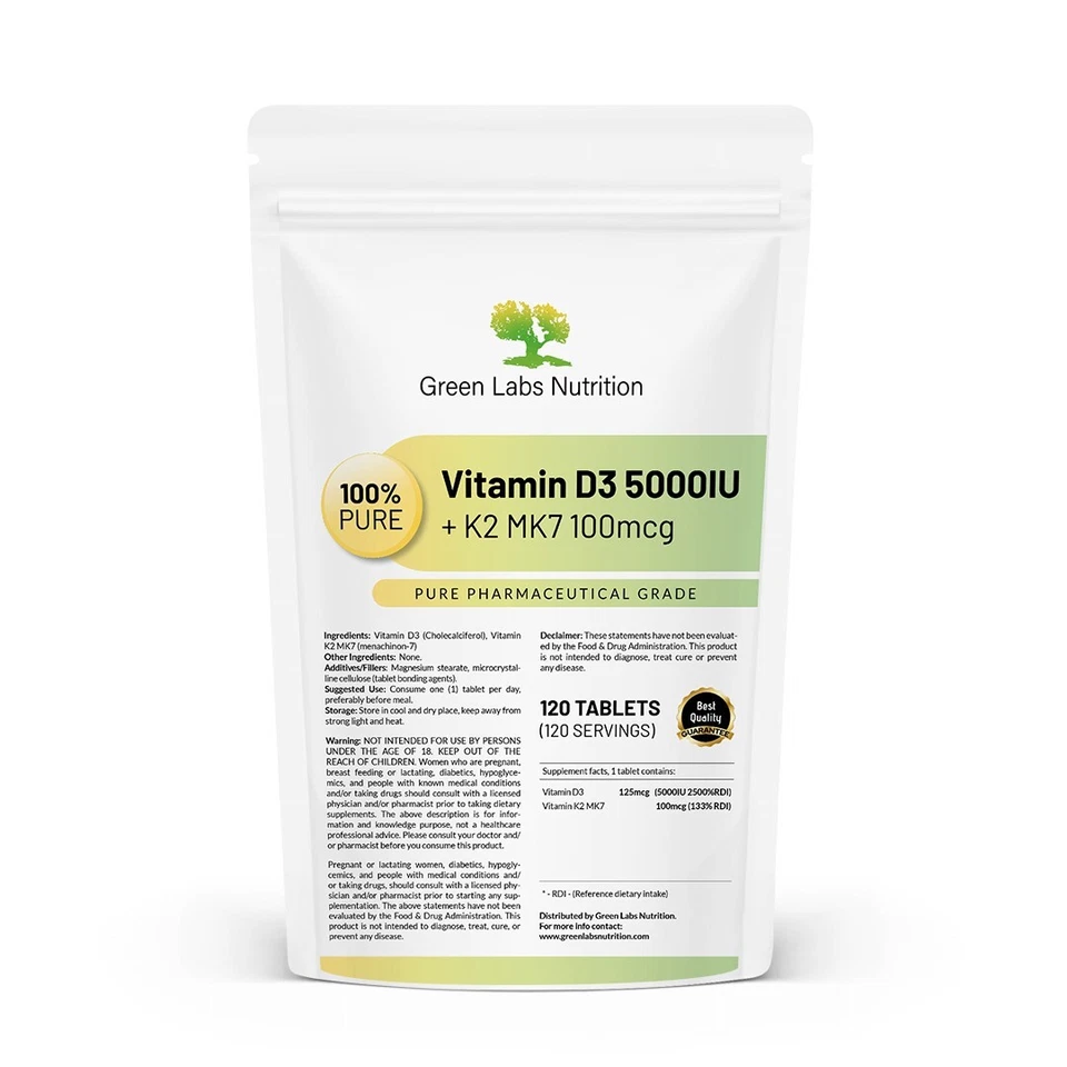 Vitamin D3 5000 IE + K2 MK7 100 mcg Tab – Immunsystem, Knochen, Muskeln & Zähne - Bild 1 von 4