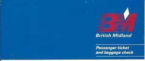 Airline Ticket - British Midland - 4 Flight Format - c1990 (T450) - Foto 1 di 1