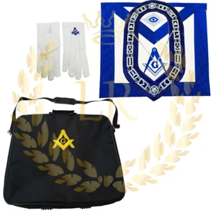 Grembiule, grembiule, colletto, guanti e custodia Masonic Master Mason Regular in ecopelle - Foto 1 di 18