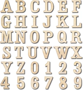 306 Pezzi 1-1/4 Pollice (1,25") Piccole Lettere in Legno Non Finite e Numeri in Legno  - Foto 1 di 12
