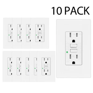 15A Amp GFCI Outlets Tamper Weather Resistant Outdoor GFI Receptacle w/Plate ×10 - Picture 1 of 12