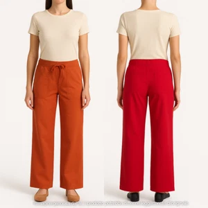 Karen Nilem Pantalone Da Donna Arancione Rosso Taglia S M In Cotone Vita Bassa - Imagen 1 de 21