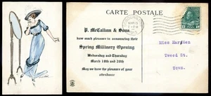Artist- S. PAITTON Postcard 1913 Fancy Hat Woman McCallum Millinery Advertising - Imagen 1 de 3