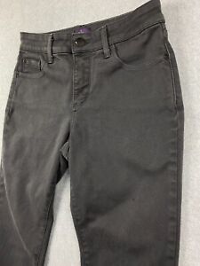 NYDJ Women's Petite Size 4P w27 Dark Gray Twill Lift Tuck Legging Jeans USA