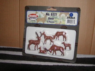 Model Power No. 6177 Deer 6 Pieces Figure Pack O 027 MIB New Seal - Image 1 of 4