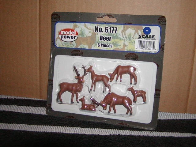 Model Power No. 6177 Deer 6 Pieces Figure Pack O 027 MIB New Seal - Image 1 of 4