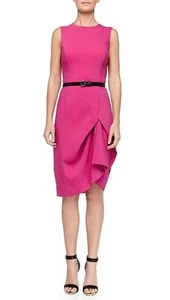 MICHAEL KORS Tissue Origami Belted Peony Pink Stretch Knit Dress 4 NEW $1895 - Picture 1 of 4