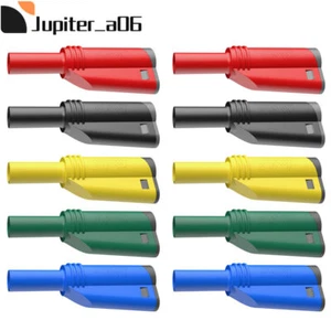 10PCS 32A 4mm Shrouded Banana Plug Fully Insulated Stackable Safe Connector - Picture 1 of 10