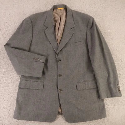 Chaqueta Bill Blass L Gris Jaspeado 100% Lana Worsted Sarga Blazer Abrigo Deportivo 44L Foto 1 de 4