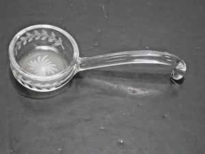 Branded Heisey 5" Crystal Condiment Mayo Spoon Ladle Etched Bottom Curved Handle - Picture 1 of 7