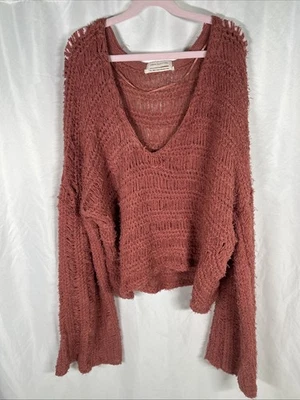 Suéter Recortado Holgado Urban Outfitters L Rosa Boho Tahití Manga Campana Flecos Foto 1 de 3