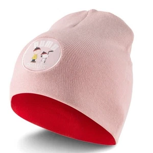 PUMA x PEANUTS Classic Beanie Youth Pink Hat Cap Snoopy Charlie Brown skull NEW - Picture 1 of 11