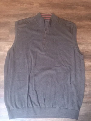 Mens Dark Brown 1/4 Front Zip Sweater Vest Sleeveless Size 2xt Tall Very Nice - Image 1 of 4