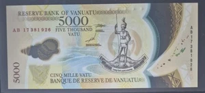 Vanuatu 5000 VATU 2017 PREFIX POLYMER UNC. - Picture 1 of 3