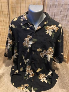 Tommy Bahama Hawaiihemd mit Knopfleiste 100% Seide schwarz und braun XL H889 - Bild 1 von 11