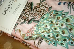 Tende pannello finestra Callisto Home 2 pz Pavone uccellino scorrimento Lt Blush 96" lg nuove con etichette - Foto 1 di 11