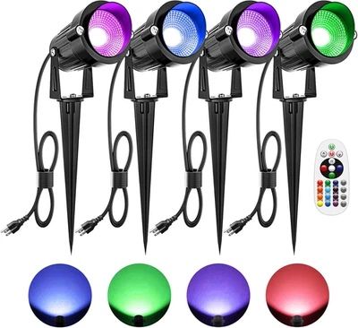 ZUCKEO 10W Christmas Spotlights Outdoor Spot Lights for Yard, LED RGB Color Chan