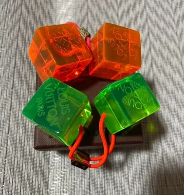 Louis Vuitton Hair Ties Elastic Band Cubes Fluorescence Green Orange Set NEW - Image 1 of 4