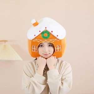 Gingerbread House Plush Hat Lightweight Hairdress Hat for Thanksgiving Men Women - Picture 1 of 6