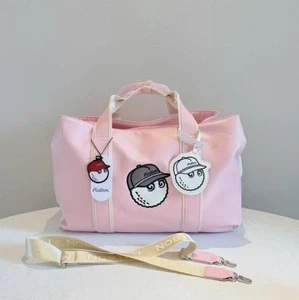 Borsa Malbon Golf Boston tote nylon colore rosa 2 vie con tracolla DHL FedEx - Foto 1 di 4