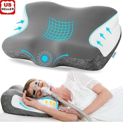 Almohada Ergonómica Espuma con Memoria Soporte para Cuello Apnea del Sueño Cojín para Dormir Lateral Foto 1 de 4