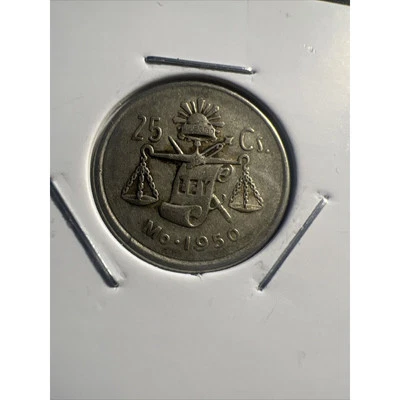 MONEDA DE PLATA BALANZA ESCALA 25 CENTAVOS MÉXICO 1950 Z912 Foto 1 de 2