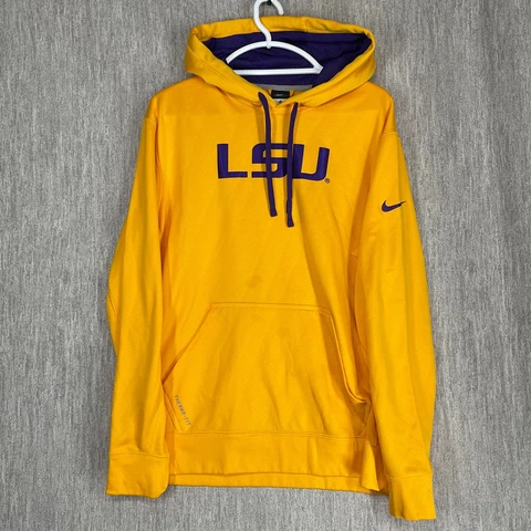 Nike LSU Tigers Hoodie Mens Medium Yellow Sweatshirt NCAA College FLAW Cover