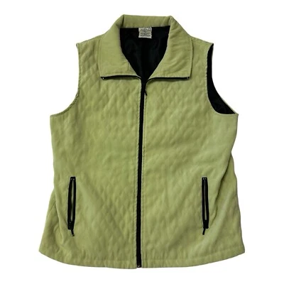 VTG Allison Daley Vest Womens 12 Green Quilted Full Zip Lightweight Pockets - Image 1 of 4