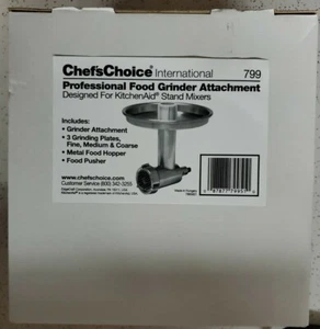 Chef's Choice Professional Metal Food Grinder Attachment for Kitchen Aid Stand - Picture 1 of 2