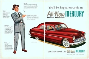 1948 Mercury Vintage TWO PAGE Print Ad All New For 1949 Red Car You'll Be Happy  - Picture 1 of 1
