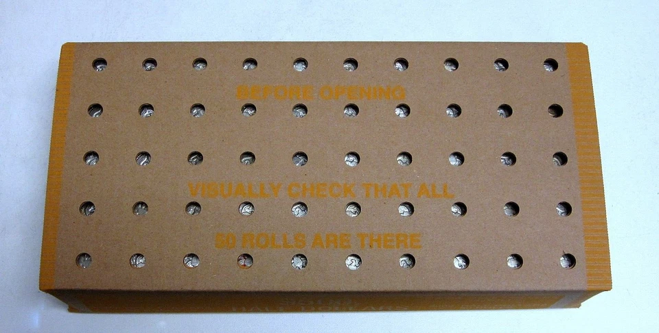 Caja de 50 rollos envueltos medio dólar circulado FV $500 Foto 1 de 1