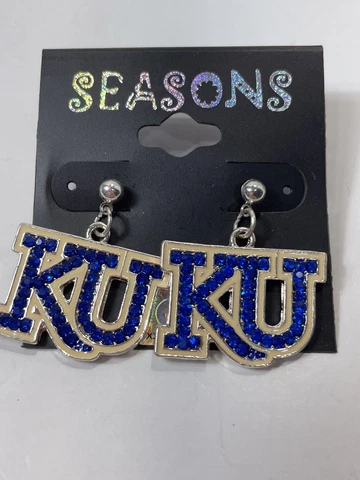 Seasons Kansas Jayhawks KU Earrings Basketball Post Jewelry Bling Cover