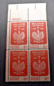 1966 US Scott #1313 - 5 Cent Plate Block - Poland - MNH/OG/VF - Picture 1 of 2