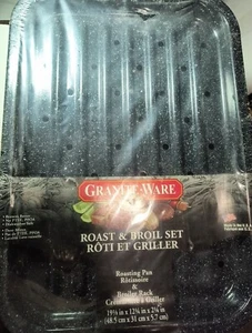 Granite Ware 2-teiliges Emaille Brat & Bratpfanne Set 19 1/8 x 12 1/4 x 2 1/4 Zoll - Bild 1 von 5