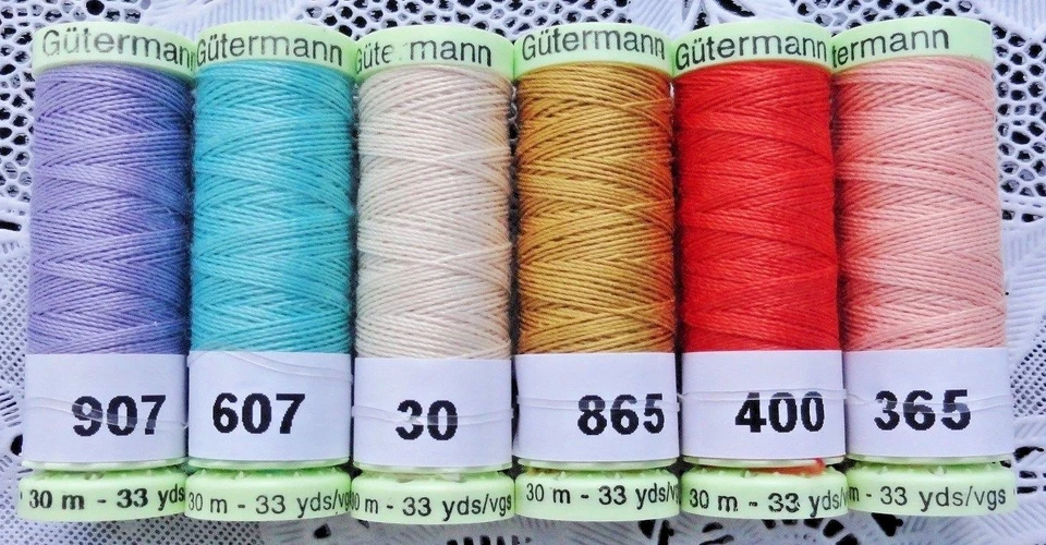 6 Heavy Duty GUTERMANN 100% Polyester Topstitching Thread 33 yard spools  - Image 1 of 1