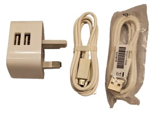 Genuine Motorola Dual Two Port USB Mains Charger with Two (2X) Micro USB Cables - Picture 1 of 3