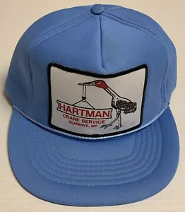 Vtg Hartman Crane Service Patch Trucker Hat Oilfield Mining Cap Glendive Montana - Picture 1 of 22