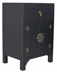 Nachtkonsole Chinesischer Hochzeitsschrank Holzschrank Schwarz Schrank Feng Shui - Bild 1 von 5
