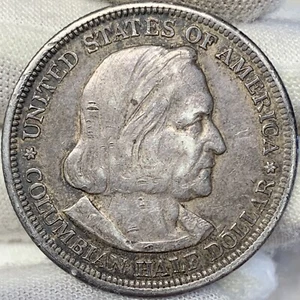 1893 50C Colombian Commemorative Half Dollar ||| Problemfreie, schön aussehende Münze - Bild 1 von 2