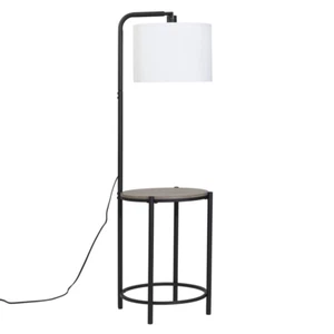 SHELF TABLE WITH LAMP 4.5 Ft Mid-Century Style Faux Wood Finished Table - Picture 1 of 6